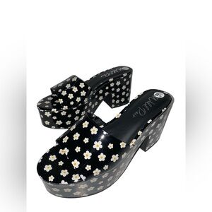 Wild Pair Melbourne Floral Print Chunky Platform‎ Sandal Women 8.5 Boho Hippie